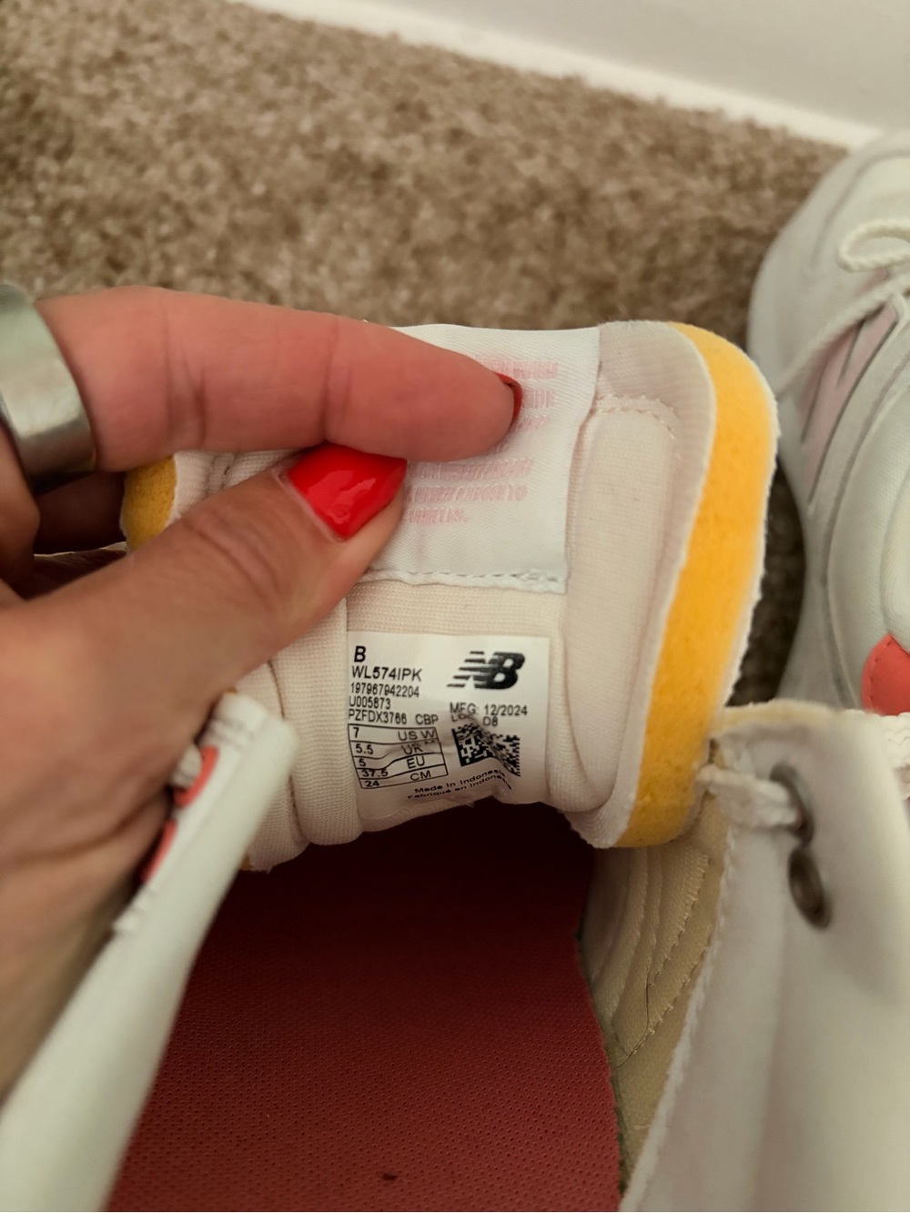 New Balance Cream, Pink & Yellow Casual Sneakers - Picture 4 of 5